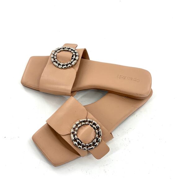 Open Edit Lely Sandals 5 NWOT Tan Slides Jewel Bridal Wedding Shower Grad - Picture 5 of 6